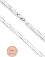 Miabella Italian Solid 925 Sterling Silver, 18Kt Gold Plated 4.5mm Flexible Flat Herringbone Chain Necklace Women, Made in Italy - Image 3