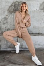 PRETTYGARDEN Women's 2 Piece Sweater Set Pullover Zip Up Sweatshirt Jogger Sweatpants Tracksuit Casual Outfit - Image 4