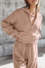 PRETTYGARDEN Women's 2 Piece Sweater Set Pullover Zip Up Sweatshirt Jogger Sweatpants Tracksuit Casual Outfit - Image 7