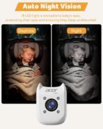 acer Baby Car Camera Rear Facing -1080P Car Seat Camera with 940nm Night Vision, 360° Rotating Carseat Mirror, Easy Install, Wide HD View for Infant Safety & Peace of Mind - Image 3
