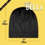 PARISBELLA Satin Lined Sleep Cap Bonnet for Curly Hair and Braids, Stay On All Night Wrap with Adjustable Strap for Women and Men, Black, Pack of 1 - Image 7