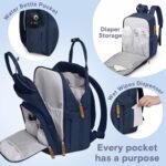 RUVALINO Diaper Bag Backpack-Multifunction Baby Travel Bag with Changing pad, Insulated Bottle Holders & Pacifier Case, Large Capacity, Waterproof, Peacock Blue - Image 4