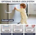 2 Pack Child Safety Cabinet Locks for Baby Proofing, Length Adjustable Latch Straps Dual Button Design for Drawers Fridge Refrigerator Doors Toilet Seat Oven - Image 4