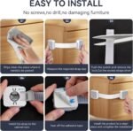 2 Pack Child Safety Cabinet Locks for Baby Proofing, Length Adjustable Latch Straps Dual Button Design for Drawers Fridge Refrigerator Doors Toilet Seat Oven - Image 6
