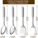 Homquen Kitchen Utensils Set 4pcs, Stainless Steel Cooking Utensils Set, Kitchen Tools Spatulas Set, Cooking Spoons, Home Essentials Kitchen Gadgets Accessories - Image 3