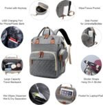 Diaper Bag with Changing Station, Waterproof 3 in 1 Baby Diaper Backpack with Foldable Changing Pad, Large Travel Back Pack for Baby Girl Boy, Grey - Image 5