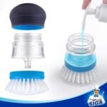 MR.SIGA Soap Dispensing Palm Brush Storage Set, Kitchen Brush with Holder for Pot Pan Sink Cleaning, 1 Set - Image 6