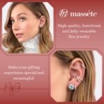 MASSETE Sterling Silver 925 Halo Stud Post Earrings with Removeable Jacket - Image 4
