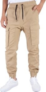 ITALYMORN Black Cargo Joggers for Men Elastic Waist Cargo Pants Casual Khaki Joggers with Pockets - Image 9