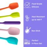 Silicone Spatula Set, 5 Piece Food Grade Rubber Spatulas for Baking, Cooking, and Mixing High Heat Resistant Non Stick Dishwasher Safe BPA-Free (Multicolor) - Image 4