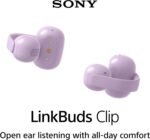 Sony LinkBuds Clip Open-Ear Truly Wireless Earbuds, Comfortable & Secure Fit, Lightweight Clip-On Design, Touch Controls, Ambient Sound Awareness, Water Resistant, Up to 37 Hrs of Playback, Lavender - Image 3