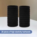 hair ties no damage,Hair Bands for Women Thick Hair,20 Pcs Elastic Hair Ties,Black Hair Bobbles for Men Girl,Hair Band Ponytail Holders,Hair Accessories,Scrunchies for Women - Image 5