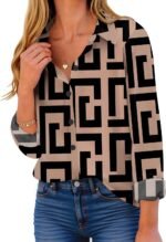 ZEAGOO Button Down Shirt for Women Long Sleeve Blouses Floral Printed Tops Business Casual Work Outfits S-XXL - Image 3