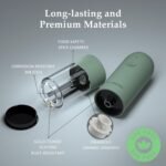 Electric Salt and Pepper Grinder Set, USB Rechargeable, Automatic Salt and Pepper Mill Grinder with Adjustable Coarseness, Electric Salt Shakers, LED Light, Refillable (2 Packs, Sage) - Image 4