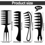 4Pcs Hair Comb Styling Set for Men, Wide Tooth Double Side Tail Combs, Professional Hair Brush Retro Hairdressing Hairstylist Tools, African American Hair Care Style Barber Accessories - Image 4