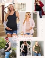 Ekouaer 3 Pack Women Maternity Tank Tops Ruch Side Basic Shirts Summer Postpartum Tops Sleeveless Pregnancy Workout Clothes - Image 6