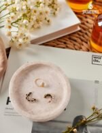 Marble Jewelry Dish 5 Inch Handmade Travertine Ring Holder - Trinket Tray for Vanity & Aesthetic Room Decor, Stone Key Bowl & Candle Plate for Entryway Table, - Image 3