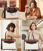 LOVEVOOK Laptop Bag for Women, 15.6'' Laptop Tote Purse 2-in-1 Professional Work Bag Business Briefcase with Clutch Purse, Waterproof Leather Computer Handbag for Teacher Office Travel - Image 5
