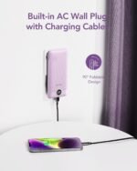 VEGER Portable Charger for iPhone Built in Cables and Wall Plug, 10000mah Slim Fast Charging USB C Power Bank, Travel Essential Battery Pack Compatible with iPhones, iPad, Samsung More Devices(Purple) - Image 4