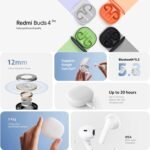 XIAOMI Redmi Buds 4 Lite TWS Wireless Earbuds, Bluetooth 5.3 Low-Latency Game Headset with AI Call Noise Cancelling, IP54 Waterproof, 20H Playtime, Lightweight Comfort Fit Headphones, Black - Image 3