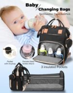 Diaper Bag with Changing Station, Waterproof 3 in 1 Baby Diaper Backpack with Foldable Changing Pad, Large Travel Back Pack for Baby Girl Boy, Baby essentials, Black - Image 3