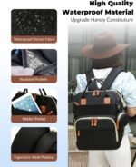 Diaper Bag with Changing Station, Waterproof 3 in 1 Baby Diaper Backpack with Foldable Changing Pad, Large Travel Back Pack for Baby Girl Boy, Baby essentials, Black - Image 4