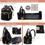 Diaper Bag with Changing Station, Waterproof 3 in 1 Baby Diaper Backpack with Foldable Changing Pad, Large Travel Back Pack for Baby Girl Boy, Baby essentials, Black - Image 6