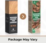 Wooden Spoons for Cooking – 10 Pc Teak Wood Utensil Set, Durable, Nonstick Safe & Heat Resistant with Ergonomic Handles - Image 3