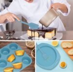 Aschef Economical 7in1 Oil-limit Nonstick Silicone Baking Ring Cake Pan Cookie Sheet Molds Tray, Heat Resistant Bakeware Tools for Muffin Loaf Bread Pizza Cupcake - Image 3