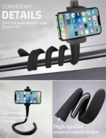 Portable Phone Holder Stand for Bed, Stroller, Desk, Car with Gooseneck Flexible Arm - Stable, Secure & Adjustable Fit on Treadmill, Wheelchair, Tree for GoPro & Cell Phones Used at Home, Work, Travel - Image 5