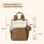 BabbleRoo Leather Diaper Bag Backpack, Multifunction Large Bags with Changing Pad & Stroller Straps & Pacifier Case, Unisex Stylish Travel Back Pack Nappy Changing Bag for Moms Dads (Caramel Cream) - Image 3