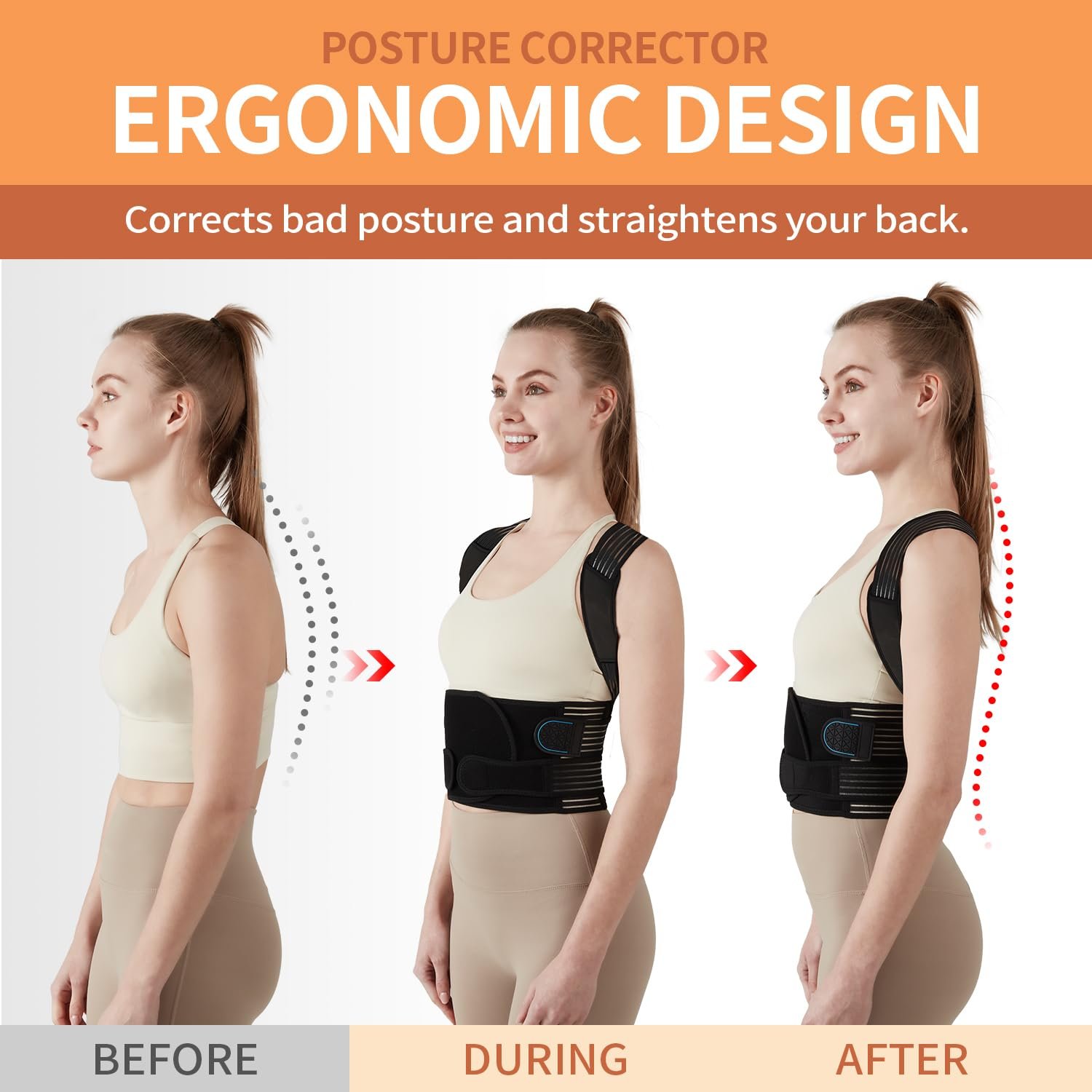 Posture Corrector for Women and Men, Back Support Brace for Neck Shoulder & Upper and Lower Back Pain Relief, Invisible Adjustable Lightweight Posture Corrector Under Clothes(Black, Medium) - Image 3