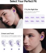 Ear Plugs for Sleeping 45dB Noise Cancelling Ear Plugs for Noise Reduction & Snoring, Concerts, Earplugs for Sleep,Sider Sleepers Airplane, Silicone Earplugs Reusable Concert Ear Plug+8Tip Pale Violet - Image 4