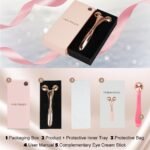 3D Face Roller Metal Facial Massager Face Sculpting Gua Sha Massage Tool for Eye Skin Care Reducing Puffiness Anti-Wrinkle for Women Girl Gift Set(Rose Gold) - Image 5