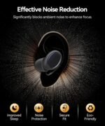 Ear Plugs for Sleeping 45dB Noise Cancelling Ear Plugs for Noise Reduction & Snoring, Concerts, Earplugs for Sleep, Sider Sleepers Airplane, Silicone Earplugs Reusable Concert Ear Plug +8Tip DarkBlack - Image 3