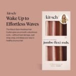 Kitsch Satin Hair Curlers, Heatless Curling Rod - Jumbo Flexi Rod, Heatless Hair Curler - Hair Curlers to Sleep In - No Heat Overnight Curls - For All Hair Types and Texture - 4pcs Rosewood - Image 3