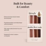 Kitsch Satin Hair Curlers, Heatless Curling Rod - Jumbo Flexi Rod, Heatless Hair Curler - Hair Curlers to Sleep In - No Heat Overnight Curls - For All Hair Types and Texture - 4pcs Rosewood - Image 4