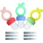PandaEar 3 Pack Silicone Baby Fruit Food Feeder Pacifier with 3 Sizes Silicone Pouches, BPA Free Mesh Feeder for Infants - Image 3