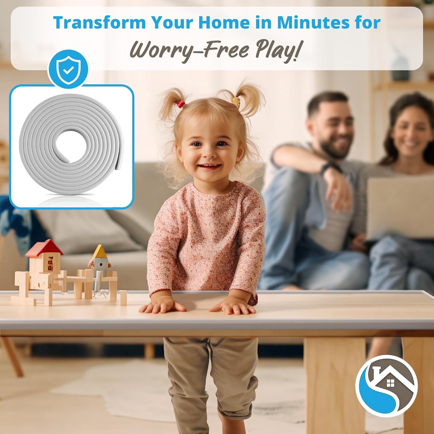 Premium 12ft Edge Protector for Baby, Odorless & Waterproof Edge Protector with 3M Adhesive Tape, Non-Toxic to Baby Proof Corners and Edges, Wall Corner Protector & Desk Edge Cushion Gray - Image 3