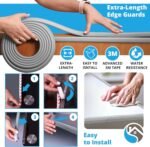 Premium 12ft Edge Protector for Baby, Odorless & Waterproof Edge Protector with 3M Adhesive Tape, Non-Toxic to Baby Proof Corners and Edges, Wall Corner Protector & Desk Edge Cushion Gray - Image 5