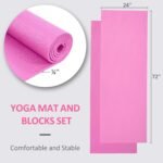 Signature Fitness All Purpose 0.25 Inch Thick High Density No Tear Exercise Yoga Mat with Strap & Lightweight Features for Indoor & Outdoor Use, Pink - Image 4