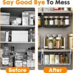 Under Shelf Storage Baskets, Foldable Carbon Steel Under Cabinet Basket for Kitchen Cabinets Pantries Bookshelves Desk, Space-Saving Storage Solution (Black, 2 Pack) - Image 3