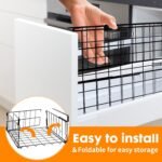 Under Shelf Storage Baskets, Foldable Carbon Steel Under Cabinet Basket for Kitchen Cabinets Pantries Bookshelves Desk, Space-Saving Storage Solution (Black, 2 Pack) - Image 4