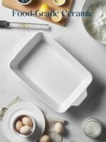DOWAN Casserole Dish, 9x13 Ceramic Baking Dish, Large Lasagna Pan Deep for Oven, 4.2 Quarts Baking Pan with Handles, Oven Safe and Durable Bakeware for Lasagna, Home Decor, Wedding Gift, Soft White - Image 5