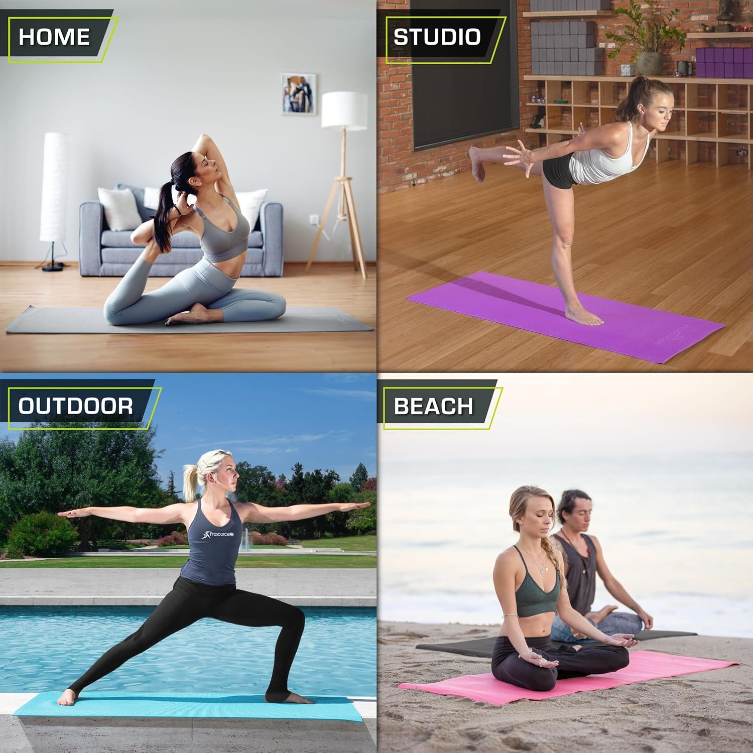 ProsourceFit Original Yoga Exercise Mat ¼” (6mm) Thick for Comfort and Stability with Carrying Straps, Non Slip –Multiple Colors - Image 6