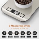 CROWNFUL Food Scale, 11 lb Digital Kitchen Scales with Built-in Coin Battery, Weight Ounces and Grams for Cooking and Baking, 6 Units with Tare Function, LCD Display, 304 Stainless Steel - Image 3