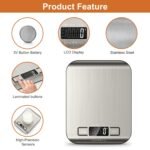 CROWNFUL Food Scale, 11 lb Digital Kitchen Scales with Built-in Coin Battery, Weight Ounces and Grams for Cooking and Baking, 6 Units with Tare Function, LCD Display, 304 Stainless Steel - Image 5