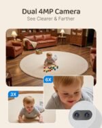 Simsky Split Screen Video Baby Monitor with 2 Cameras, Dual 4MP Cameras with 6X Zoom, 7" UHD Touch Screen Portable Audio Baby Monitor, App Remote Access 32GB Local Storage - Image 4