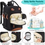 Diaper Bag Backpack,BAGPARKK Multi function Baby Bag with Portable Changing Pad, Pacifier Holder,Waterproof Diaper Bags with USB Charging Port,Anti-Theft Travel Backpack for Mom, Dad, Newborn (Black) - Image 3