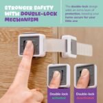 Child Safety Locks (4-Pack) - Baby Proof Cabinets, Drawers, Toilets & Appliances- Adjustable Strap Length, Double Lock Option - Easy Latch for Adults to Open - Image 7